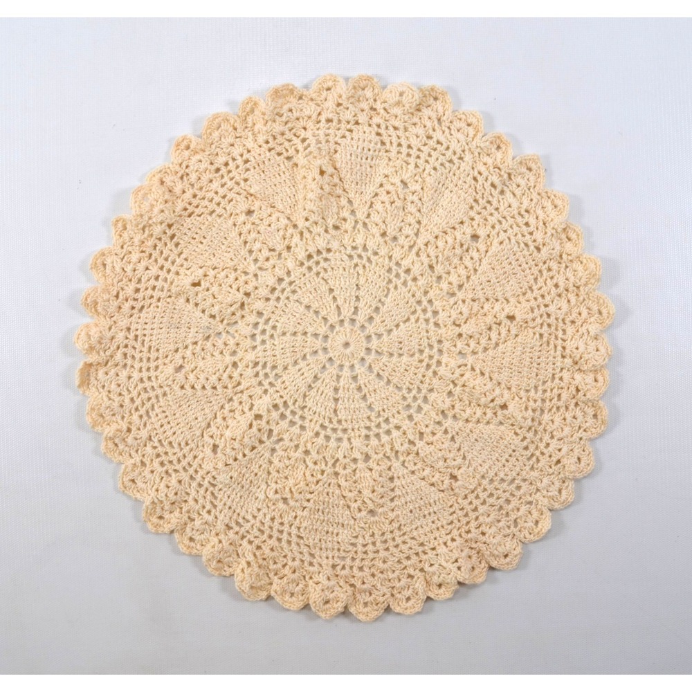 Vintage Round Ecru (Beige) Handmade Crochet Doily 12.5"